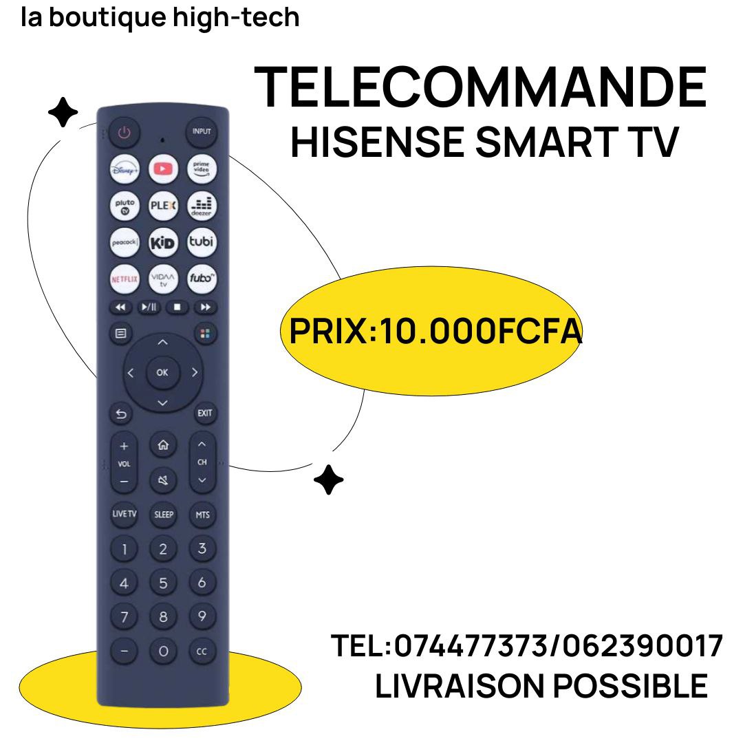 Telecommande Hisense smart TV
